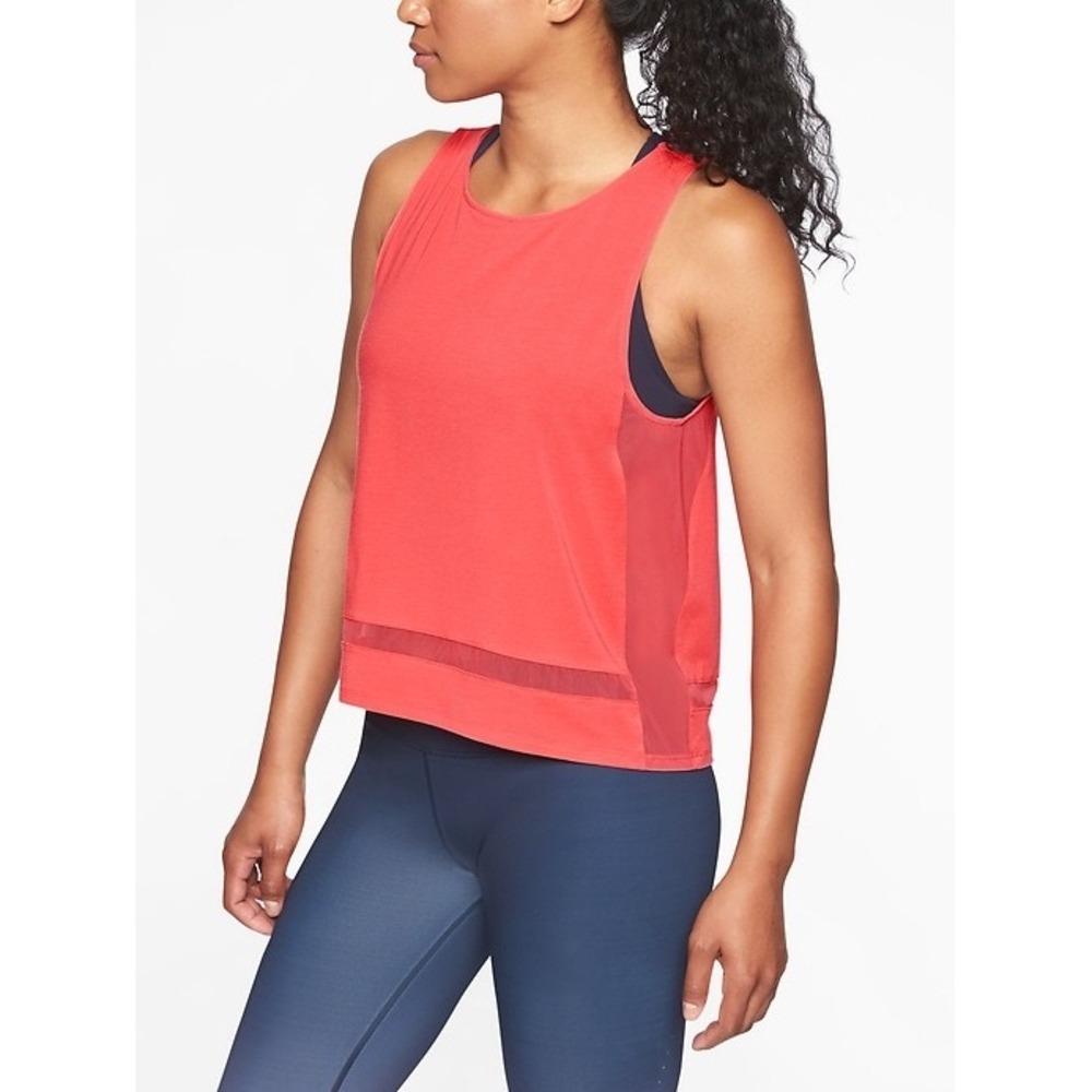 Athleta Coral Pink Mesh Panel Athletic‎ Tank Top Women's Size L